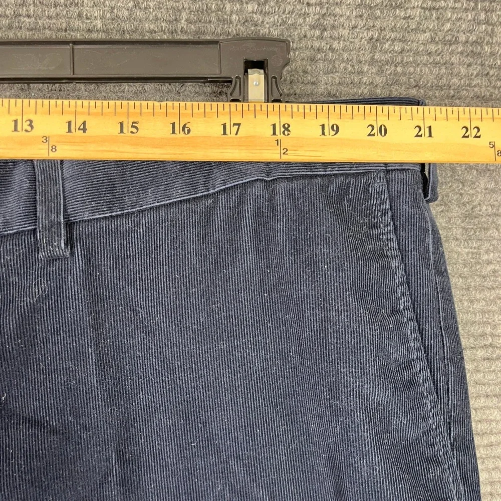 Lands End Traditional Fit Corduroy Pants Trousers Flat Front Navy Blue 42‎ Mens